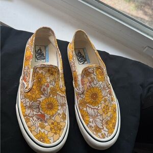 Vans Yellow and Orange Floral Slip-Ons